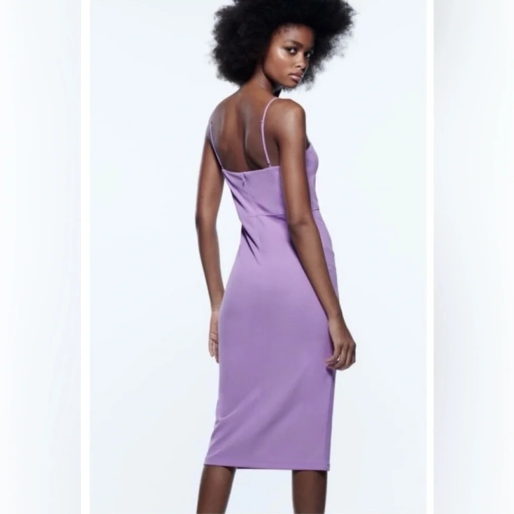 Zara Lilac Corset Midi Dress - Picture 3 of 8